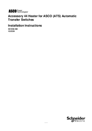 Installation Manual | ASCO 44 Heater for Automatic Transfer Switch | 381339-211