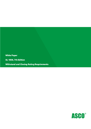 Image of UL 1008, 7th Edition Withstand and Closing Rating Requirements
