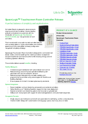 的映像 SpaceLogic™ 觸控式室內控制器全新登場－將簡潔設計與智慧功能完美融合