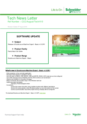 Image of Release of Ecostruxure Machine Expert - Basic v1.0 SP1