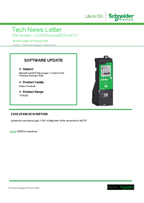 Image of MasterPact MTZ MicroLogic X Control Unit - Firmware Release Note