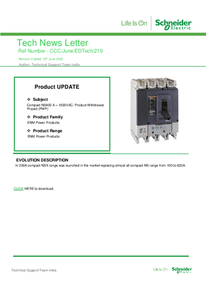 Image of Compact NS400 A – 1000VAC: Product Withdrawal Project (PWP)