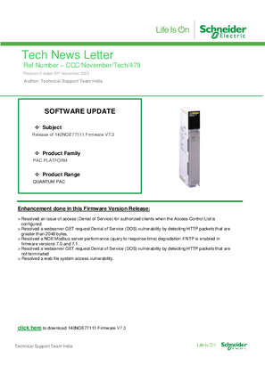 Image of Release of 140NOE77111 Firmware V7.3