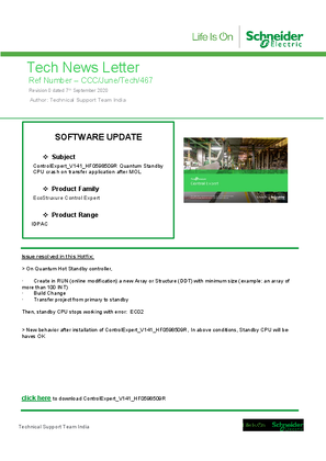 Image of ControlExpert_V141_HF0598509R Quantum Standby CPU crash on transfer application after MOL