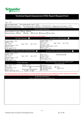 Image of NEW Form -Technical Expert Assessment (TEX) Request Form