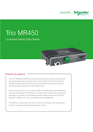 Image of Trio MR450 Licensed Serial Data Radio Datasheet A4