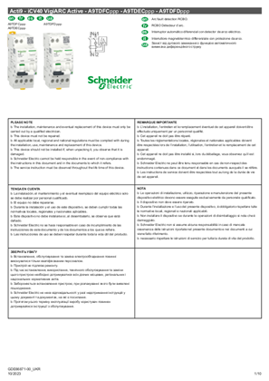 Образ Інструкція для Acti9 - iCV40 VigiARC Active - A9TDFCppp - A9TDECppp - A9TDFDppp