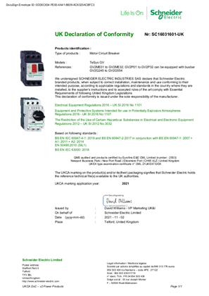 的映像 UKCA Declaration TeSys GV_GV2ME_GV2P with ATEX