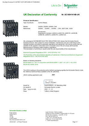 的映像 UKCA Declaration TeSys K_CA.KN