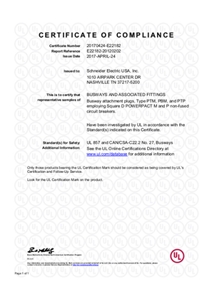 Image of I-Line® Busway, Certificate, UL