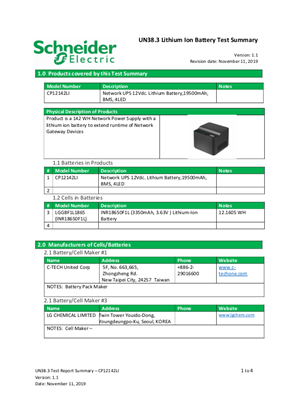 Image of UN38.3 Lithium Ion Battery Test Summary CP12142LI