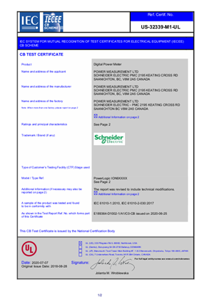 Image of PowerLogic ION9000 - IECEE - UL (US) certificate