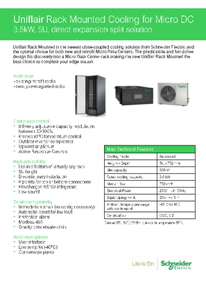 Image of Uniflair Rack Mounted Cooling One Page Brochure