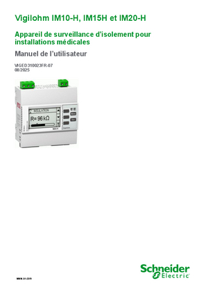 Image de Vigilohm IM10-H, Vigilohm IM20-H, Vigilohm IM15H Contrôleur permanent d’isolement - Manuel utilisateur