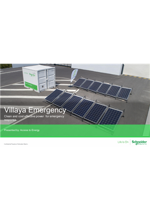 Villaya Emergency: Clean and cost effective power for emergency response