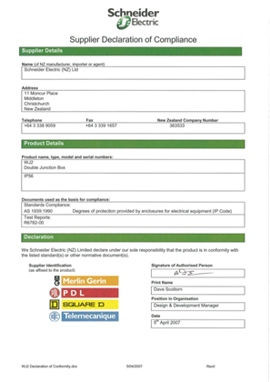 Image of WP Series, WJ2, Declaration of Conformity