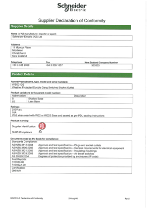 Image of WP Series, WSO310-2, Declaration of Conformity