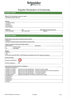 Image of WP Series, WSO310, Declaration of Conformity