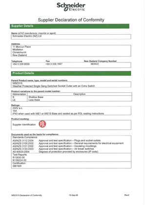 Image of WP Series, WSO315, Declaration of Conformity