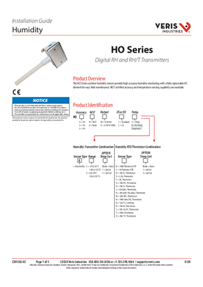 Image of HO Series Digital RH and RH/T Transmitters - Installation Guide