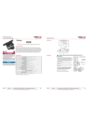 Image of H608 Split-Core Current Switch, Adjustable Trip Point - Installation Guide