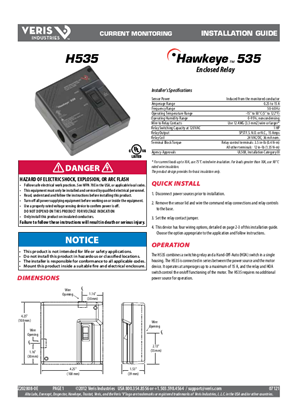 Image of H535 Combination Switching Relay and HOA Switch - Installation Guide