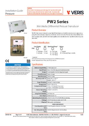 Image of PW2 Series Wet Media Differential Pressure Transducers - Installation Instructions