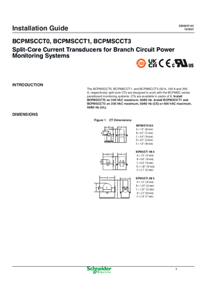Image of Split-Core Current Transducers for Branch Circuit Power Monitoring Systems