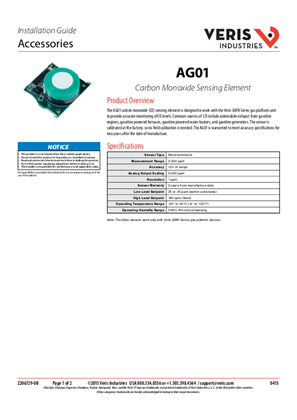 Image of AG01 Carbon Monoxide Sensing Element - Installation Guide