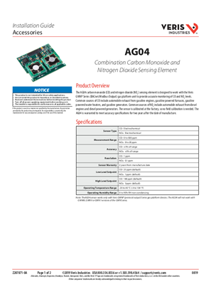 Image of AG04 Combination Carbon Monoxide and Nitrogen Dioxide Sensing Element - Installation Guide