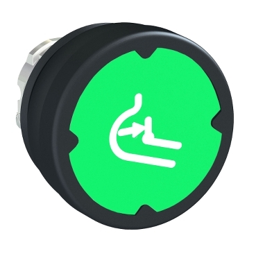 的映像 ZB4BC38037RA : 恶劣环境用按钮头，绿色，带标示，标示旋转90度