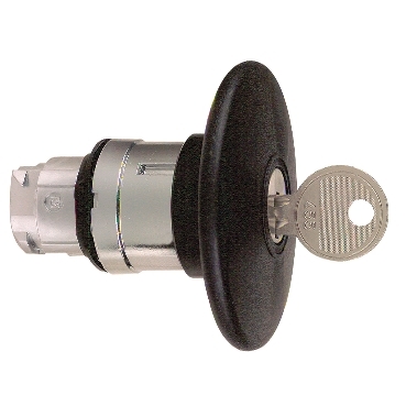 的映像 ZB4BS22 : Ø22黑色急停按钮头，蘑菇头直径Ø60，钥匙复位