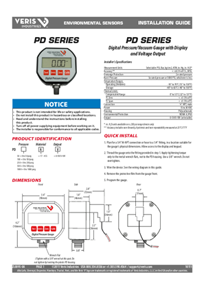 Image of PD Series Digital Pressure/Vacuum Gauge with Display and Voltage Output - Installation Guide