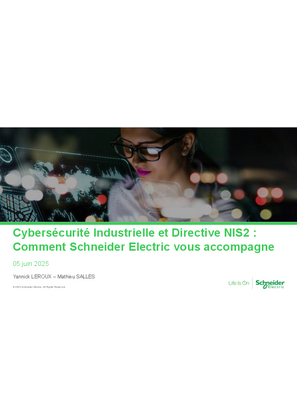 Image de Présentation du webinar Cybersécurité industrielle et directive NIS 2 : Schneider Electric vous accompagne
