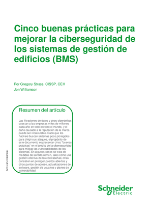 Cinco buenas prácticas para mejorar la ciberseguridad de los sistemas BMS