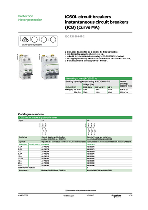 Image of iC60L circuit breakers instantaneous