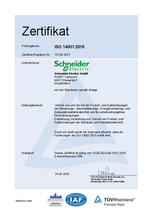 Bild von ISO 14001 DE Zertifikat Umwelt