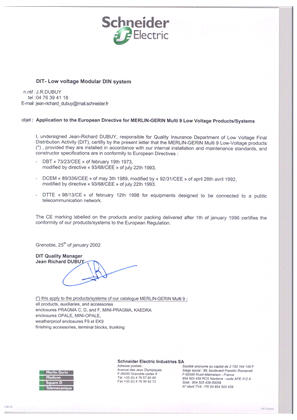 Bild von Multi 9 GFP Ground-fault Protectors, Declaration of conformity, EU/CE, Schneider Electric