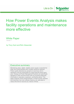 Imagen de How Power Events Analysis makes facility operations and maintenance more effective