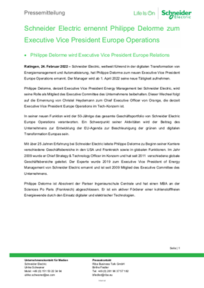 Bild von Schneider Electric ernennt Philippe Delorme zum Executive Vice President Europe Operations