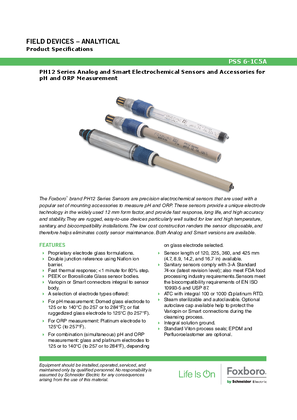 Image of PH12 Series Analog and Smart Electrochemical Sensors and Accessories for pH and ORP Measurement - Specification Guide