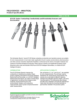 Imagen de 871CR Series Contacting Conductivity and Resistivity Sensors and Accessories - Specification Guide