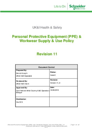 Image of Personal Protective Equipment (PPE) and Workwear Supply and Use Policy