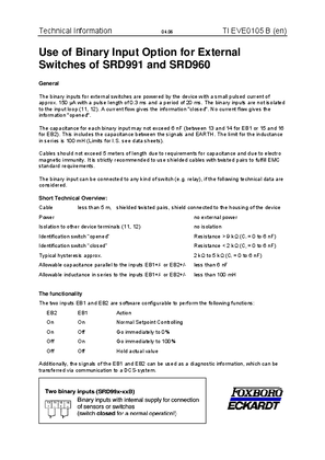 Imagen de Use of Binary Input Option for External Switches of SRD991 and SRD960 - Technical Information