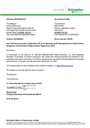 Image of Intimation Conference Call Transcript - Nov 2024