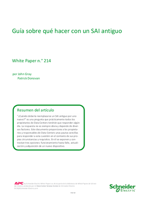 Imagen de White Paper 214 | Conselhos sobre o que fazer com uma UPS mais antiga