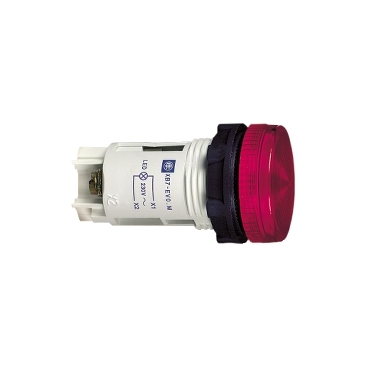 XB7EV64 - round pilot light Ø 22 - IP 40 - red - BA 9s base - 250 V ...