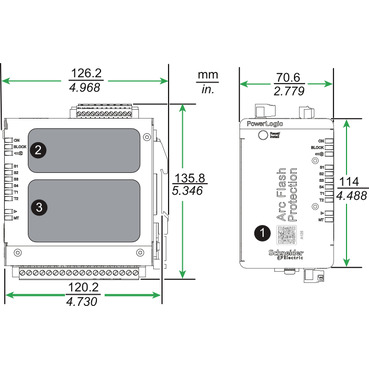 Vamp Arc Flash Detection A125 Arc flash device - Dimensions