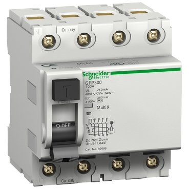 Interruptor falla tierra GFP UL/IEC Schneider Electric Protector de falla tierra 100 A