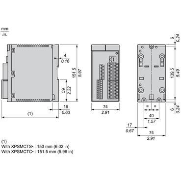 Technical Illustration for Preventa XPS MC_XPS MP - Dimension